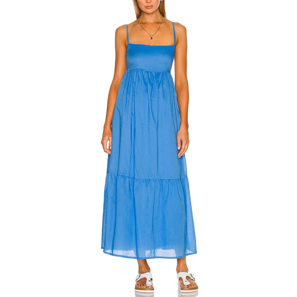 Faithfull The Brand Strappy Blue Katya Maxi Dress Size 8